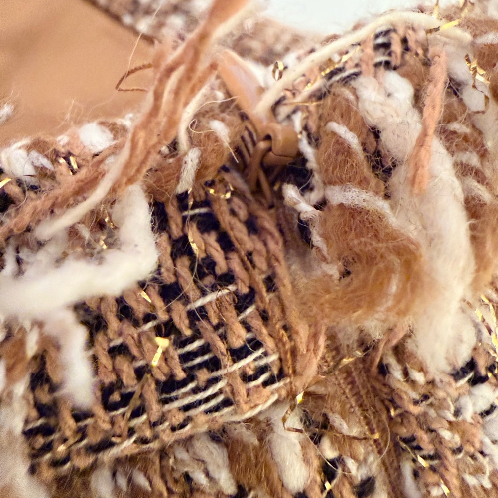 LoveShackFancy Fringed Mini Skirt in Beige and Black - Picture 4 of 5